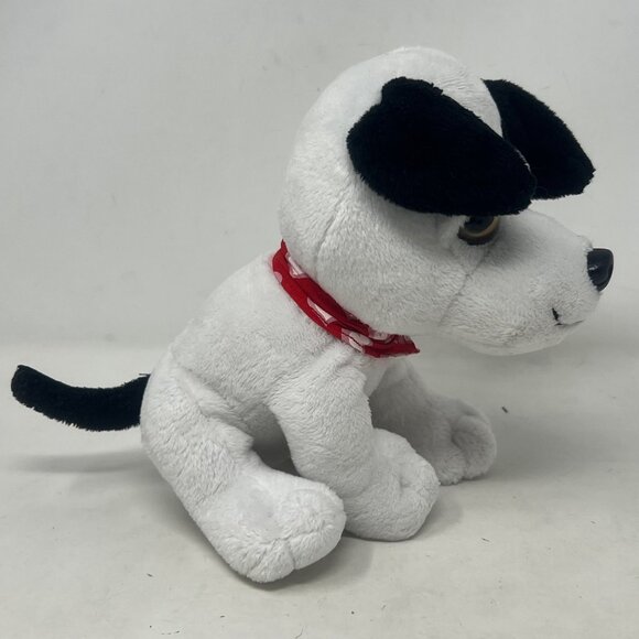 Petting Zoo‎ Black White  Dog Plush Stuffed Red Heart Bandana Sitting 7" Tall - Picture 3 of 9